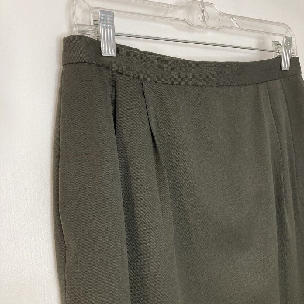 Lands End Sz 12 Pencil Skirt 100% Wool Back Slit Side Pockets Sage Green USA - Picture 5 of 11